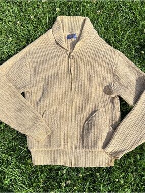 Pendleton Beige knitted Zip-Up Sweater Jacket
